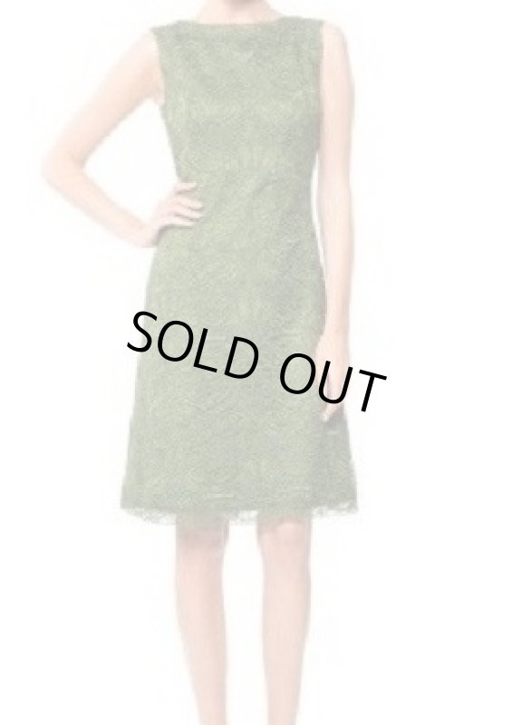 画像1: 【萬田久子さん、紺野美沙子さんご着用】Tadashi Shoji　　　Lace-Overlay Cocktail Dress　グリーン系 (1)