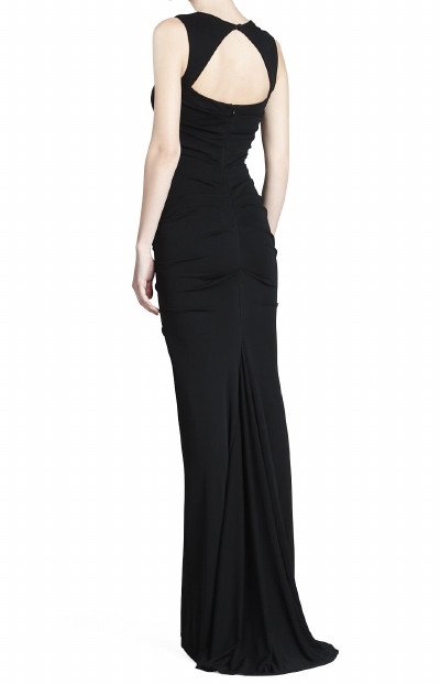 画像1: セール！【Colbie Caillat愛用】Nicole Miller  Open-Back Tucked Jersey Gown ブラック