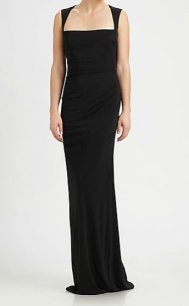 画像1: セール！【Colbie Caillat愛用】Nicole Miller  Open-Back Tucked Jersey Gown ブラック (1)