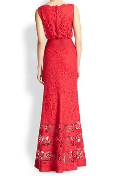 画像2: 【ミス日本ご着用】Tadashi Shoji    Lace Banded-Waist Gown　 レッド系