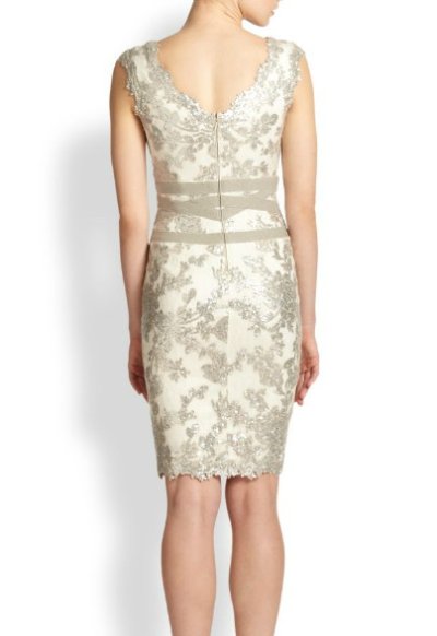 画像2: Tadashi Shoji     Banded-Waist Sequined Lace Dress