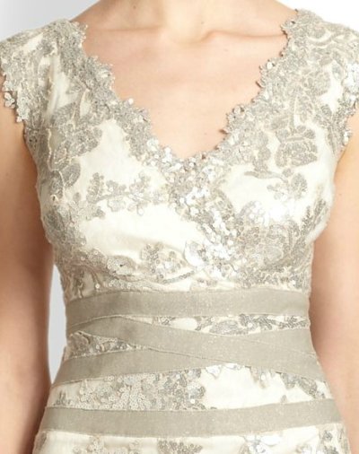 画像1: Tadashi Shoji     Banded-Waist Sequined Lace Dress