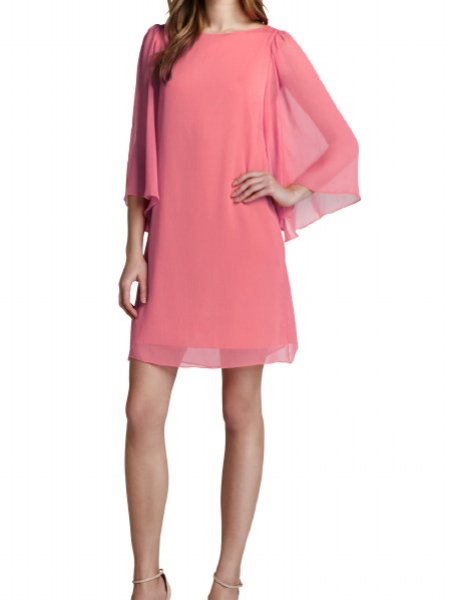 画像1: Alice + Olivia   Odette Flutter-Sleeve Dress ピンク (1)