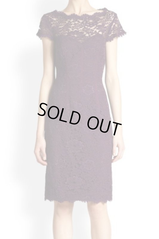 画像1: ML Monique Lhuillier 　オープンバックレースドレス プラム (1)