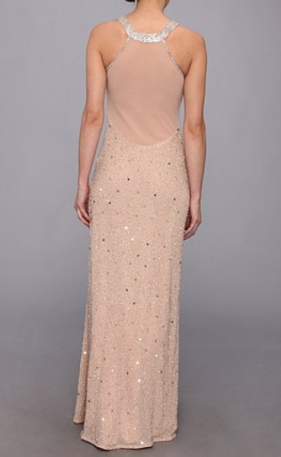 画像1: Adrianna Papell 　　Caviar Bead Sheer Back Gown 