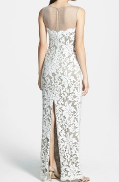 画像1: Tadashi Shoji    Illusion Yoke Embroidered Gown