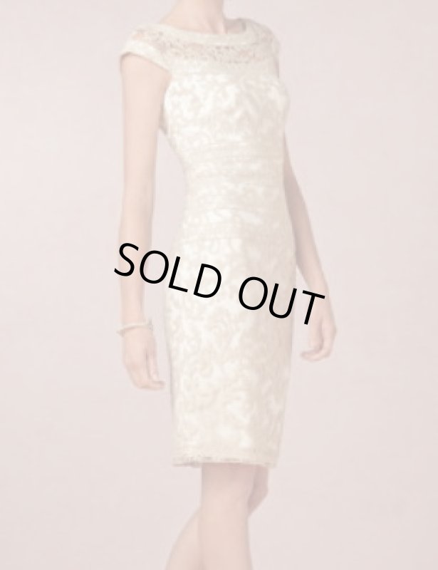 画像1: Tadashi Shoji レースバンデージドレス　　アイボリー (1)