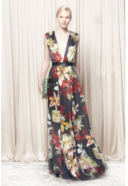 画像1: 再販売！【リベンジ使用、エミリー着用】Alice+Olivia    Triss Floral Maxi Dress (1)