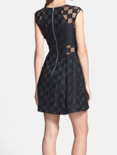 画像1: Milly 　Checkerboard Zip-Front Dress ブラック