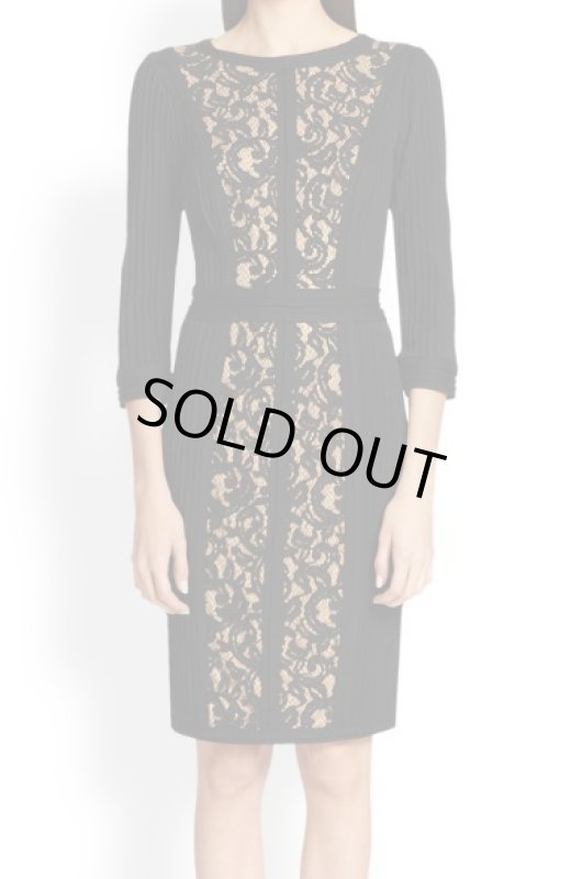 画像1: 【鈴木杏樹さんご着用、家庭画報掲載】Tadashi Shoji     Lace-Inset Sweater Dress ブラック (1)