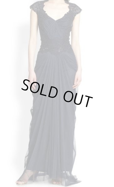 画像1: 【JUJUさんご着用】Tadashi Shoji 　　　　Beaded V-Neck Gown ネイビー (1)