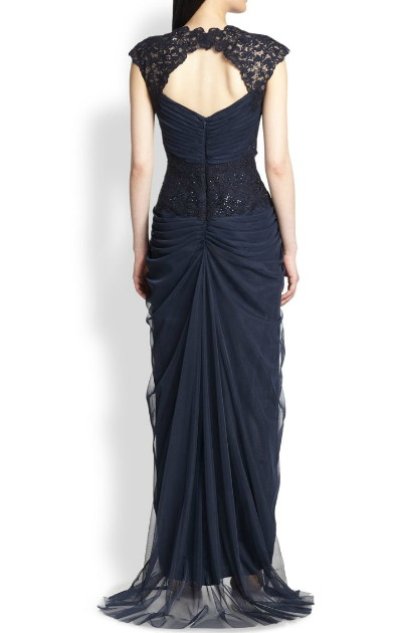 画像2: 【JUJUさんご着用】Tadashi Shoji 　　　　Beaded V-Neck Gown ネイビー