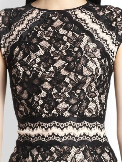 画像1: Tadashi Shoji      Short-Sleeve Lace Cocktail Dress