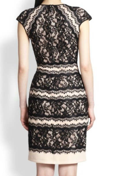 画像2: Tadashi Shoji      Short-Sleeve Lace Cocktail Dress