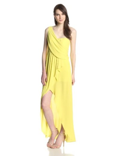 画像1: ドラマ【ロイヤルペインズ使用】BCBGMAXAZRIA  Kail Draped One Shoulder Gown レモングラス