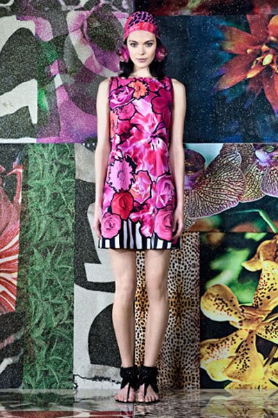 画像1: Roberto Cavalli 　　 Pink Floral Mod Shift Dress  (1)