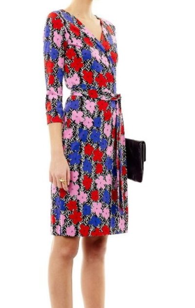 画像1: 限定モデル！【ニッキーヒルトン愛用】Diane von Furstenberg NEW JULIAN TWO POP Limited Edition Wrap Dress 　FLORAL BRUSHMARKS DEEP LILAC　