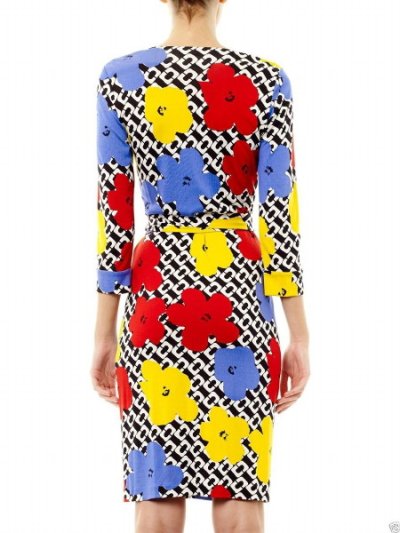 画像2: 再販売！限定モデル！【パリスヒルトン愛用】Diane von Furstenberg   NEW JULIAN TWO POP Limited Edition Wrap Dress 　CHAIN LINK FLORAL YELLOW　