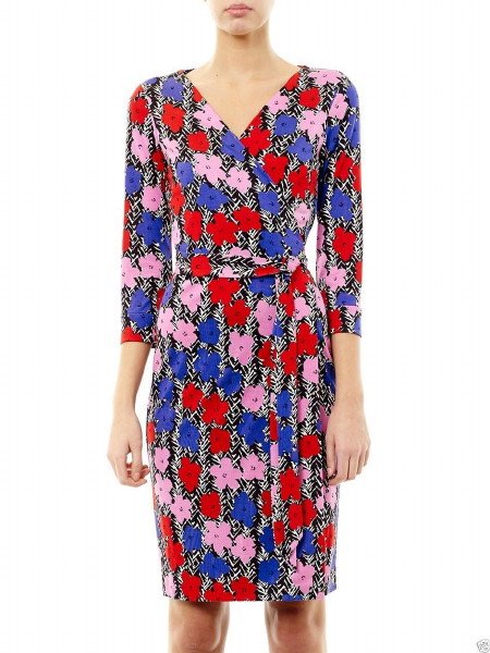 画像1: 限定モデル！【ニッキーヒルトン愛用】Diane von Furstenberg NEW JULIAN TWO POP Limited Edition Wrap Dress 　FLORAL BRUSHMARKS DEEP LILAC　 (1)