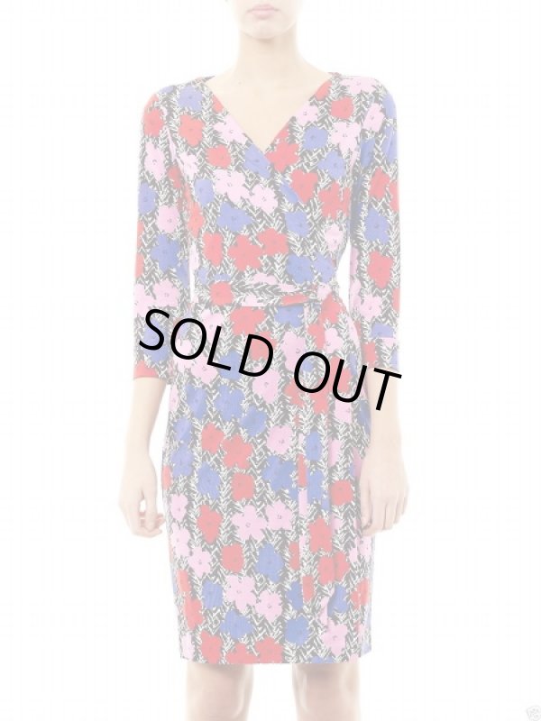 画像1: 【ニッキーヒルトン愛用】限定モデル、Diane von Furstenberg NEW JULIAN TWO POP  Wrap Dress 　FLORAL BRUSHMARKS DEEP LILAC　 (1)