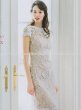 画像2: 【ヴァンサンカン掲載】Tadashi Shoji    Corded Embroidery on Tulle Cap Sleeve Dress　ブラックベリー (2)