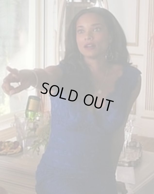 画像2: 【ドラマ使用】Tadashi Shoji　 Scalloped-Neck Lace Cocktail Dress MARINA　ブルー系　 (2)