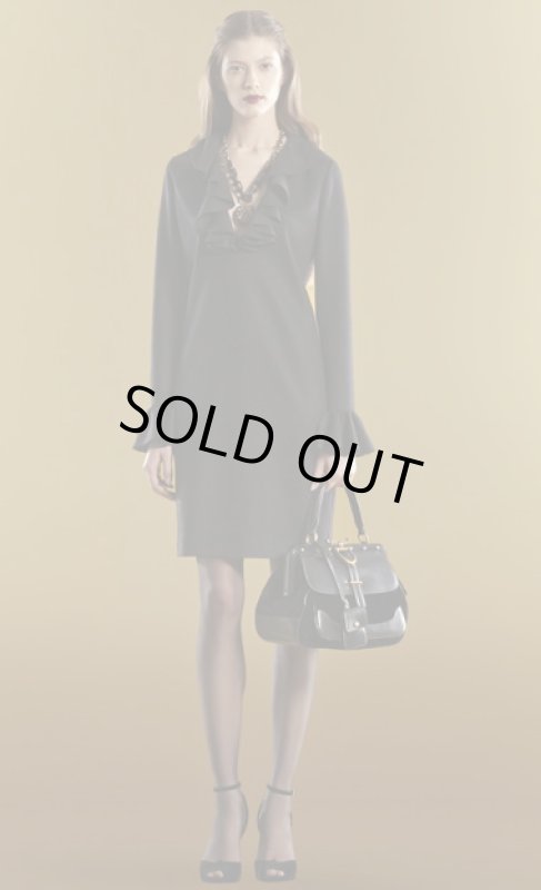 画像1: GUCCI  ラッフルVネックウールドレス (1)