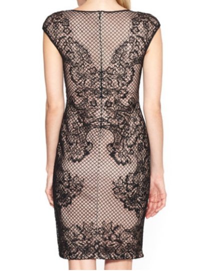 画像2: 【Octavia Spencer愛用】Tadashi Shoji　　lace and mesh overlay cap sleeve dress ブラック