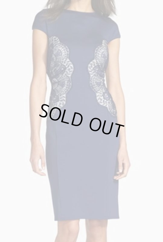 画像1: 【木佐彩子さんご着用】Tadashi Shoji    Lace-Overlay Sheath Dress ネイビー (1)