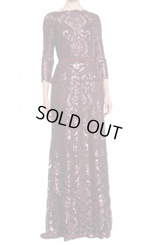 画像1: Tadashi Shoji   Lace Bow-Waist Gown   Auburn (1)