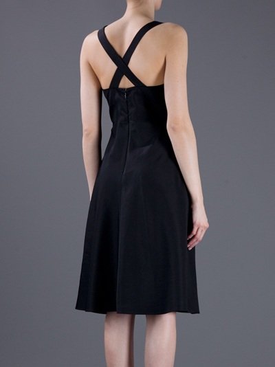 画像1: YVES SAINT LAURENT    Black Poppy Applique Dress 