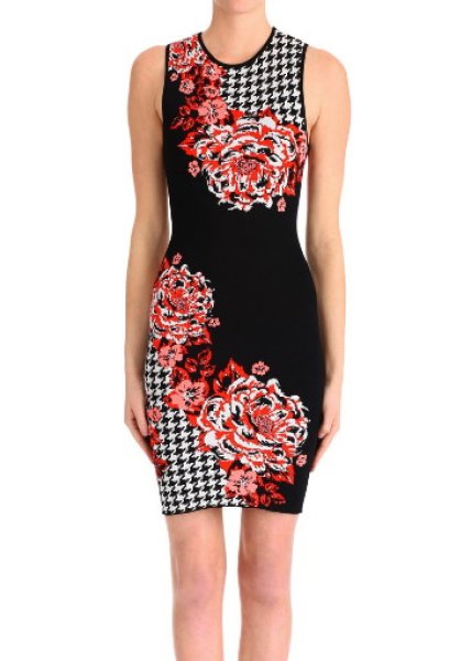 画像1: 【ドラマ使用】Clover Canyon　　　Houndstooth Floral Black Sleeveless Dress (1)