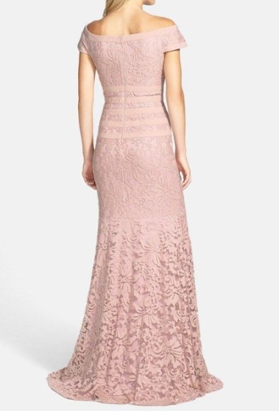 画像1: Tadashi Shoji Textured Lace Mermaid Gown  アンティークピンク