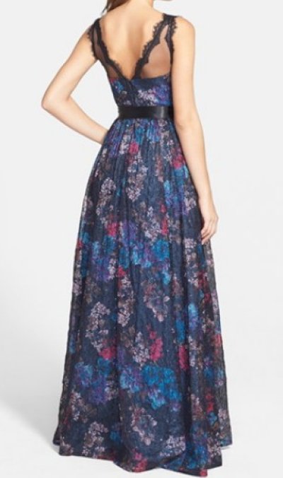 画像2: Adrianna Papell 　　Sequin Print Illusion Yoke Ball Gown