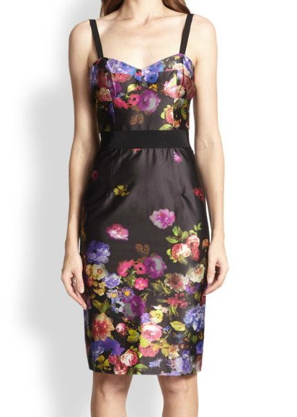 画像1: 【ドラマ使用】Milly ミリー   Floral-Print Satin Bustier Dress (1)