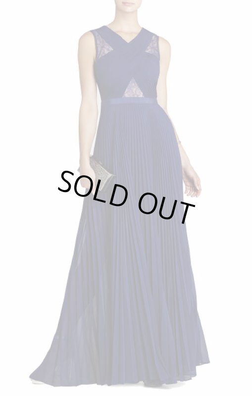 画像1: 【中村アンさんご着用】BCBGMAXAZRIA 　　Caia Chiffon Pleated Evening Gown　ブルー (1)