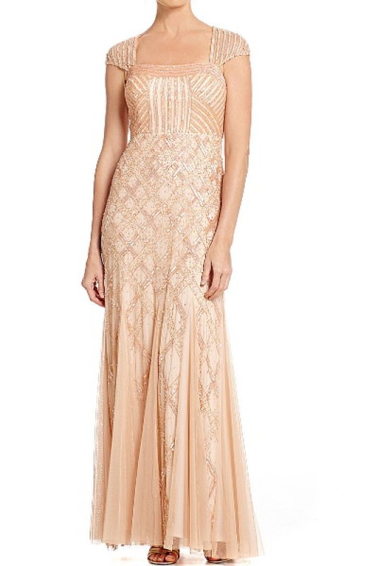 画像1: ドラマ【プリティリトルライヤーズ使用】Adrianna Papell　　　cap sleeve beaded dress　BLUSH (1)