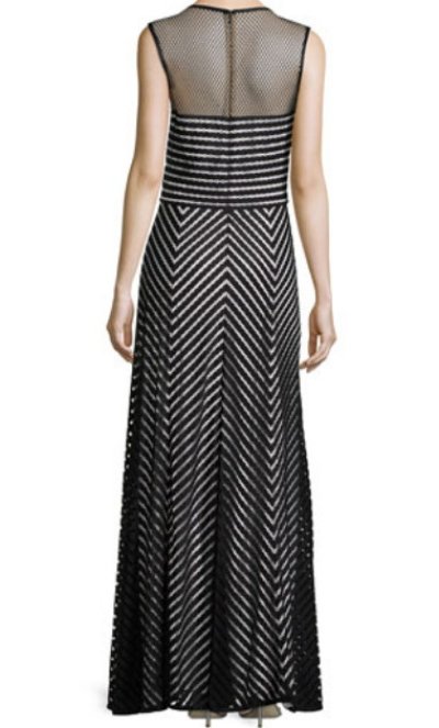 画像1: 再販売！【天海祐希さん、　宮本エリアナさんご着用】Tadashi Shoji   Sleeveless Jewel-Neck Chevron Gown 