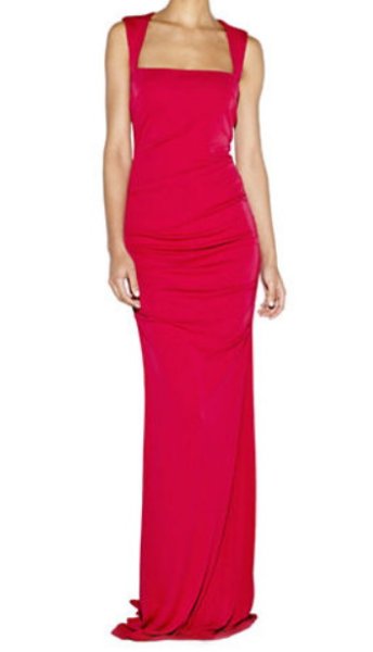 画像1: Nicole Miller   Open-Back Tucked Jersey Gown　ピンク系 (1)