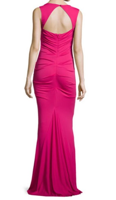 画像2: Nicole Miller   Open-Back Tucked Jersey Gown　ピンク系