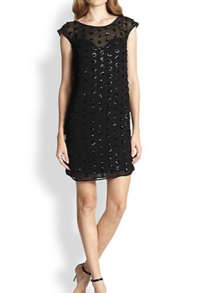 画像1: Milly   Carla Sequined Polka-Dot Chiffon Dress (1)