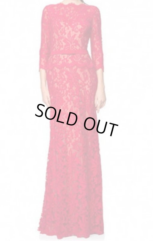 画像1: 【Lili Simmons、Rachel Smith愛用】Tadashi Shoji   Lace Combo Gown  レッド系 (1)