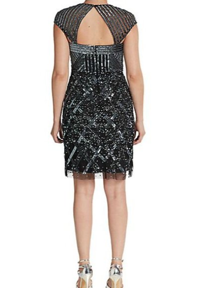 画像1: Adrianna Papell　　　Beaded & Sequined Cocktail Dress 　gunmetal 