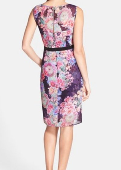 画像1: Adrianna Papell　 Print Illusion Yoke Chiffon Sheath Dress