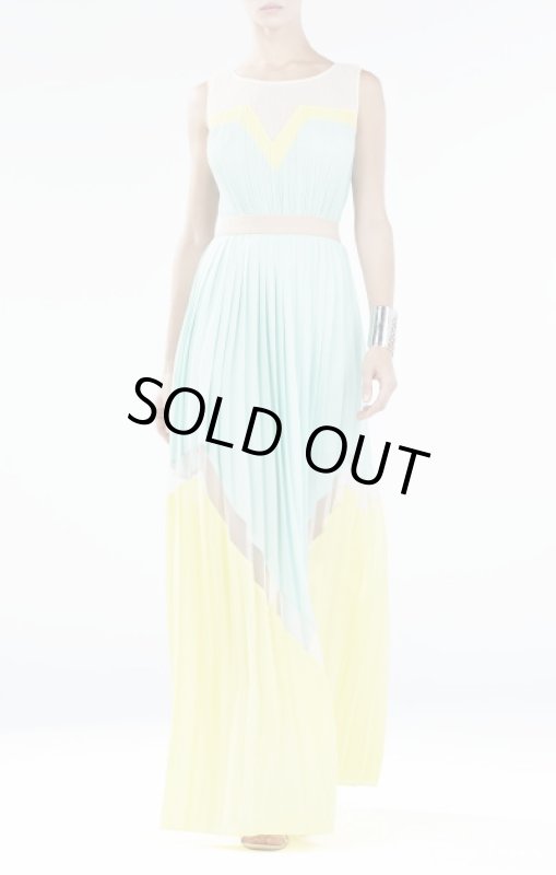 画像1: 【道端アンジェリカさんご着用】BCBGMAXAZRIA　　　Kathrine Pleated Dress　グリーンコンボ (1)