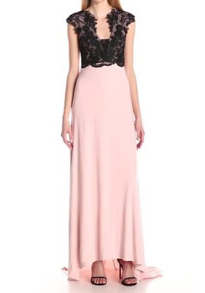 画像1: 再販売！Hailey by Adrianna Papell   Illusion Back Lace Top Gown  (1)