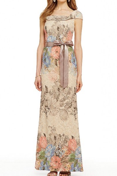 画像1: Adrianna Papell 　　Floral Jacquard Mermaid Gown (1)