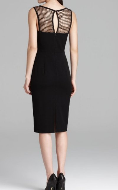 画像1: Black Halo 　　Illusion Neckline Color Block Sheath Dress