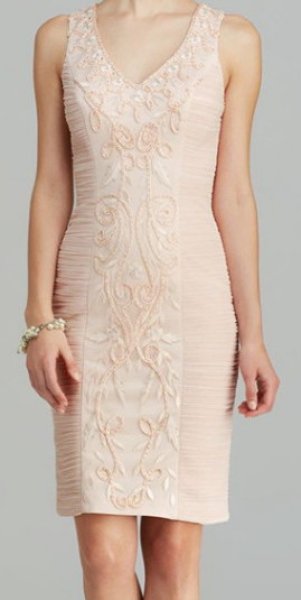 画像1: Sue Wong       V Neck Beaded  Cocktail Sheath dress (1)