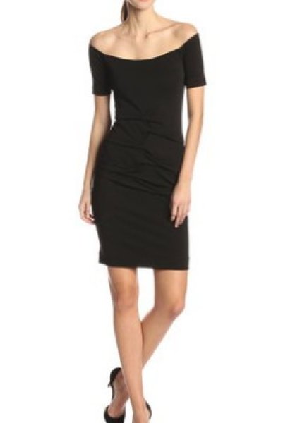 画像1: Nicole Miller 　　Stretchy Matte Jersey Tidal Pleat Dress 　 ブラック  (1)